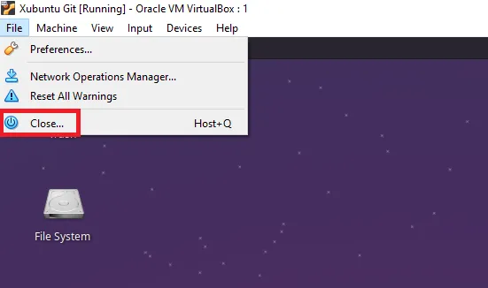 VM File Menu