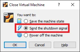 Close Virtual Machine Menu